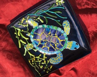 Items similar to Hand Painted Sea Turtle Plate on Etsy