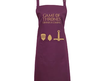 Game of Thrones Dinner is Coming Apron with pocket, 16 Colours - Game of Thrones Kitchen, Game of Thrones Sword, TS1034