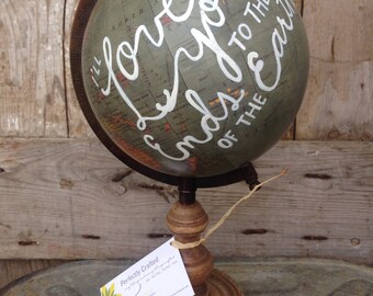Hand Painted Vintage Grey Globe 6" in Diameter