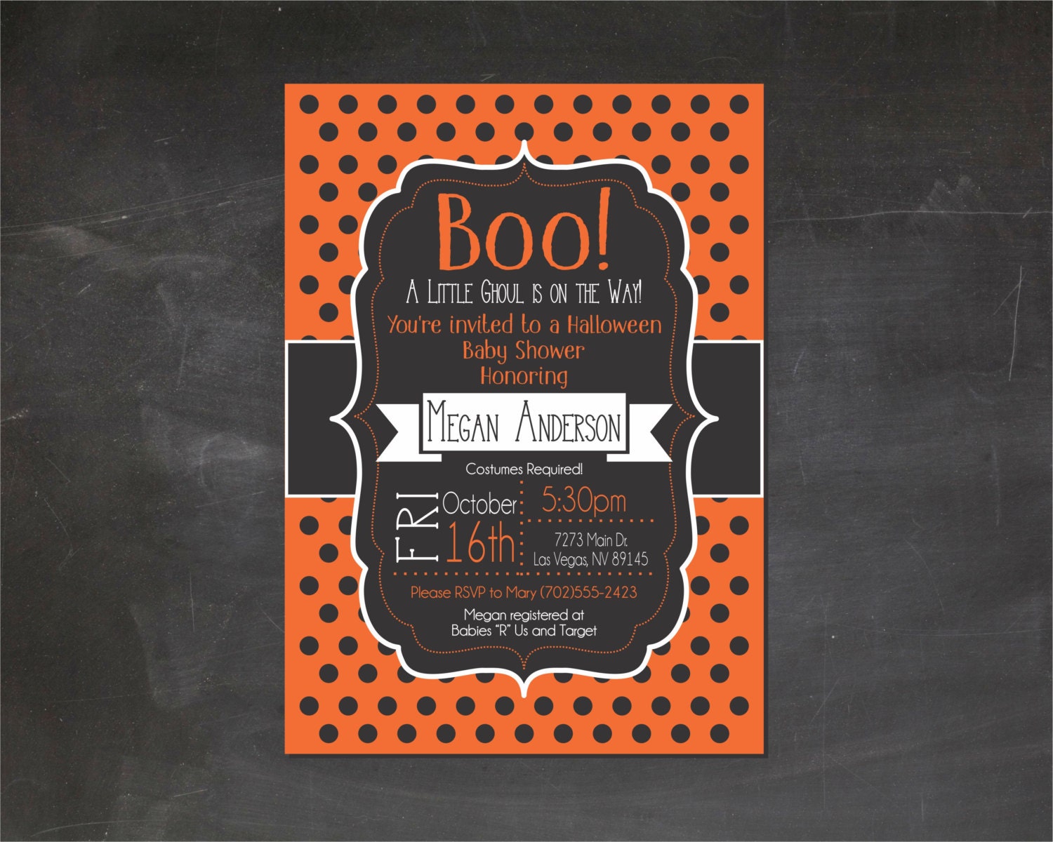 Halloween Baby Shower Invitation //October Baby Shower // Boy