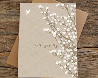 sympathy card / condolences card / bird and blossoms