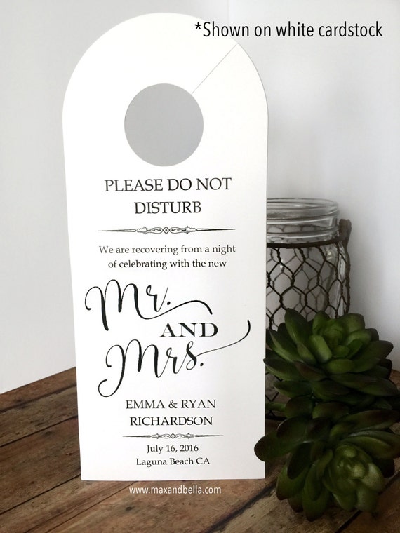 Personalized Door Hanger for Wedding Guests Do Not Disturb