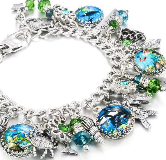 Ocean Charm Bracelet Beach Charm Bracelet by BlackberryDesigns