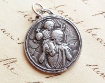 St Christopher Medal - Patron of Travelers and Lifeguards - Antique Reproduction