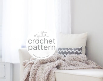 Crochet Pattern / Chunky Blanket Throw, Afghan / THE BARROW Blanket