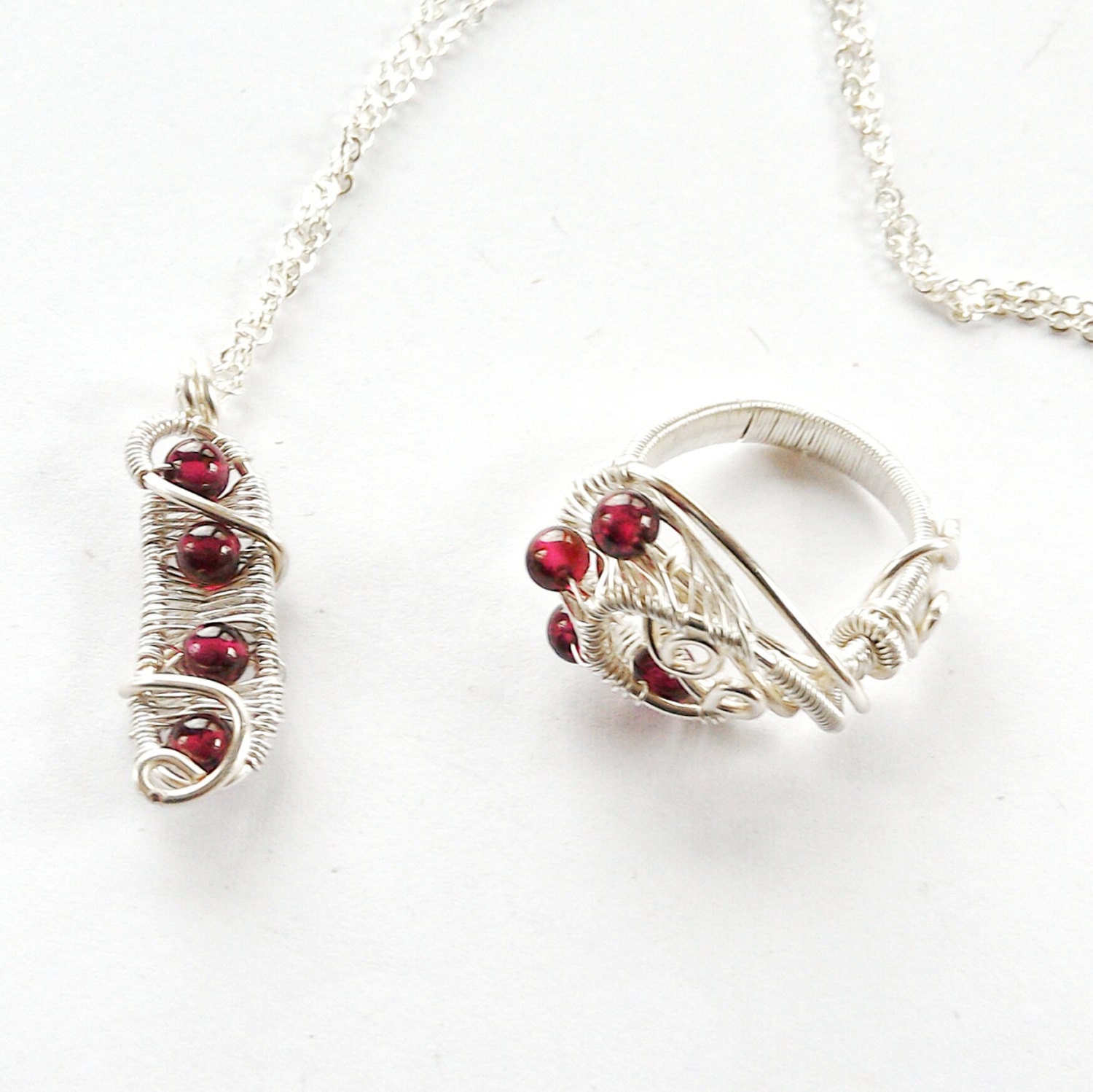 Garnet Jewellery Set January Birthstone Jewelry Wire