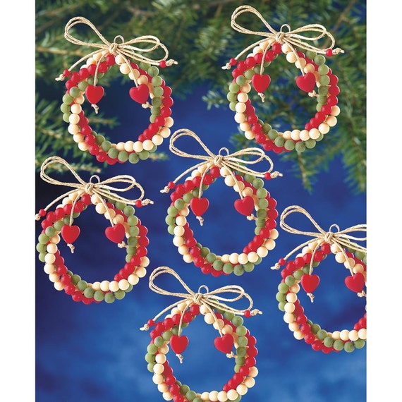 Folk Wreaths Ornament Kit DIY Beaded Ornaments Christmas Tree