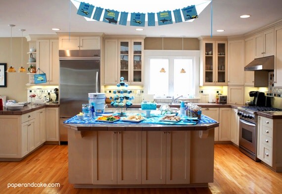 Shark and Scuba Birthday PRINTABLE Party Collection - You Customize EDITABLE TEXT >> Instant Download << Paper and Cake Il_570xn