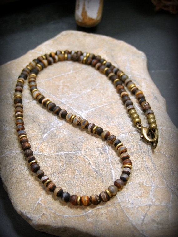 Mens Necklace Minimalist Necklace Beaded Necklace Stone