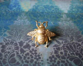 Bumble Bee - Tiny Golden Bumble Bee Brooch Lapel Pin or Tie Pin Tie Tack with Gift Box