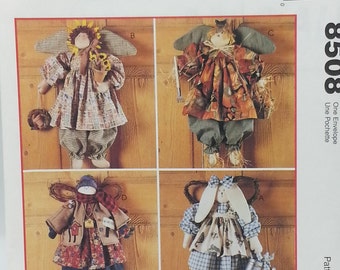 Mccalls Crafts 8508 Seasonal Angel Fabric Craft Patterns 20 inch Sunflower Angel, 21 inch scarecrow, 21 inch snowman,22 inch bunny angel