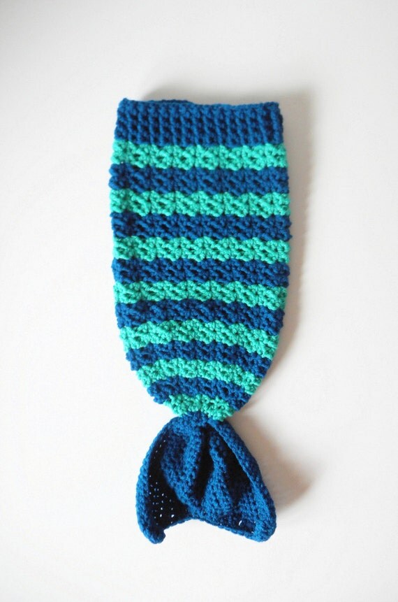 Baby Mermaid or Merman Tail Blanket in Peacock and Jade.