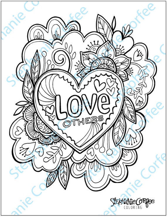 Items Similar To Love Others Coloring Page - Instant Digital Download ...