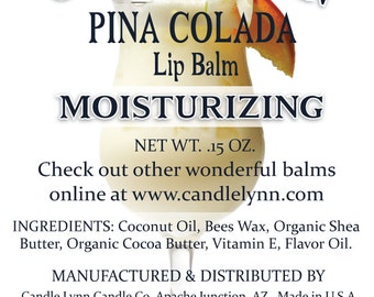 Pina Colada Lip Balm by Candle Lynn - Made with Organic Shea and Cocoa Butters