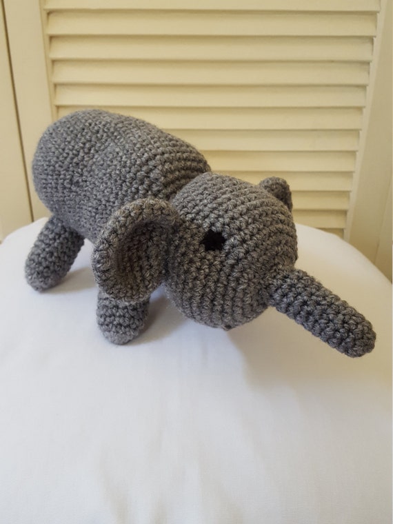 Crochet Gray Elephant Stuffed Animal / Crochet Doll