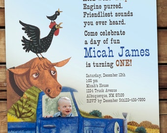 Little Blue Truck Invitation (with or without photo)