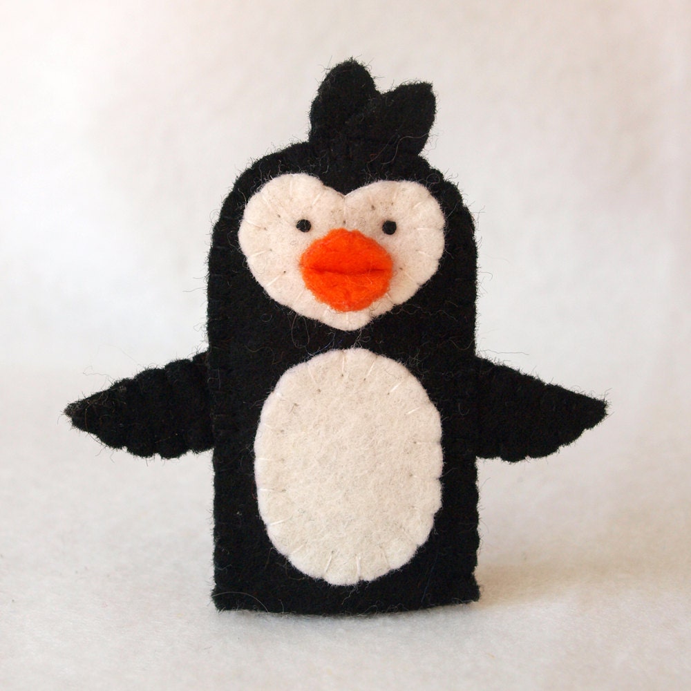 Felt finger puppet penguin animal puppet storytime puppet