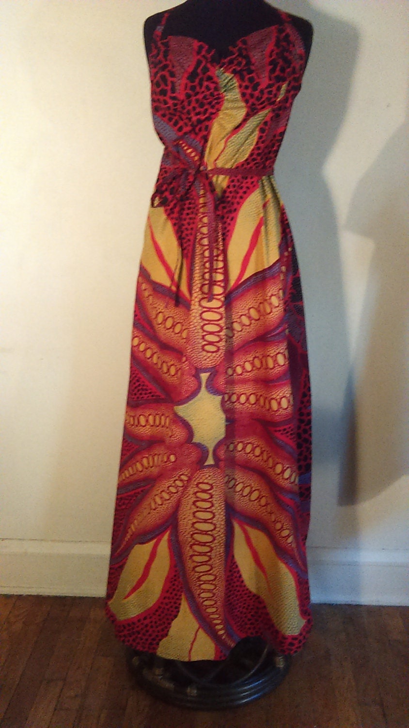 Ankara Floral Skirt with elastic waist by TidalCool on Etsy
