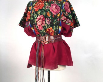 Psychedelic Hand Embroidered Huipil/Poncho Circa 1960s