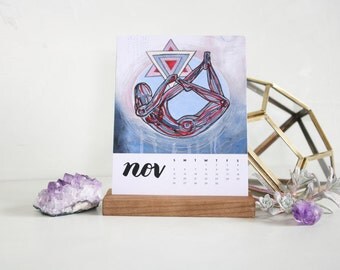 2017 Yoga Art Desk Calendar with Cherry Stand
