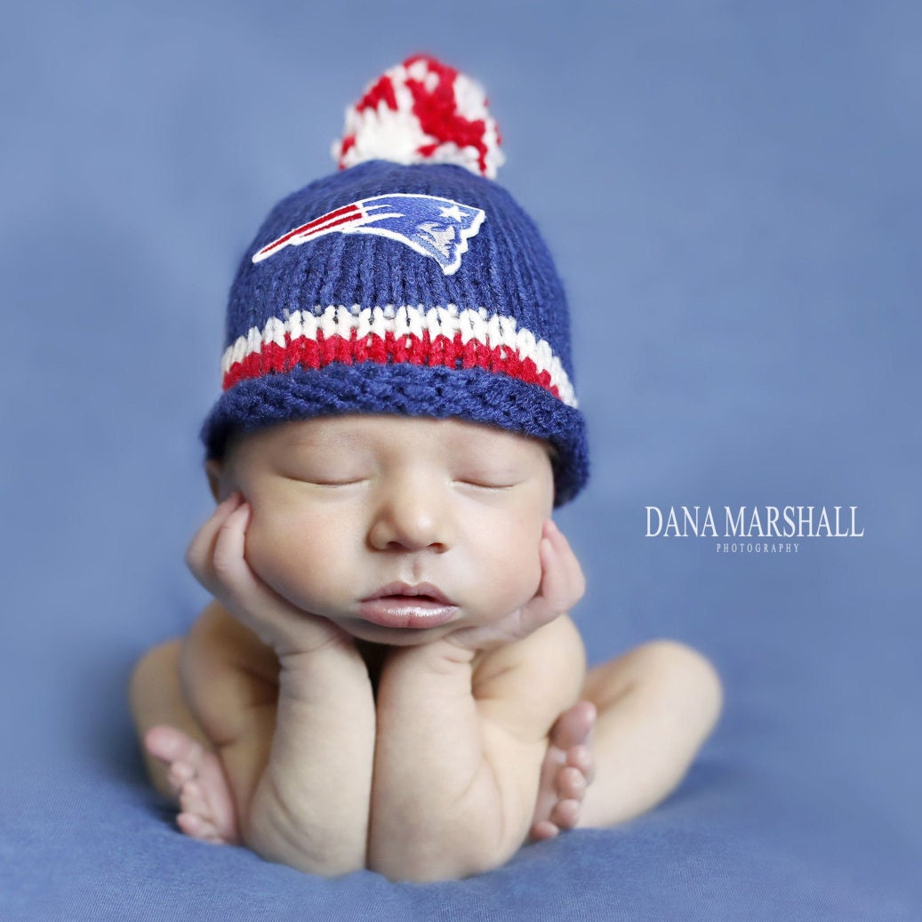 NEW ENGLAND PATRIOTS Hand Knit Baby Hat Boston by UpNorthKnits