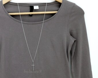 Cross necklace, women gift, Long cross necklace jewelry, minimalist simple charm pendant, delicate everyday jewelry, holidays, by balance9