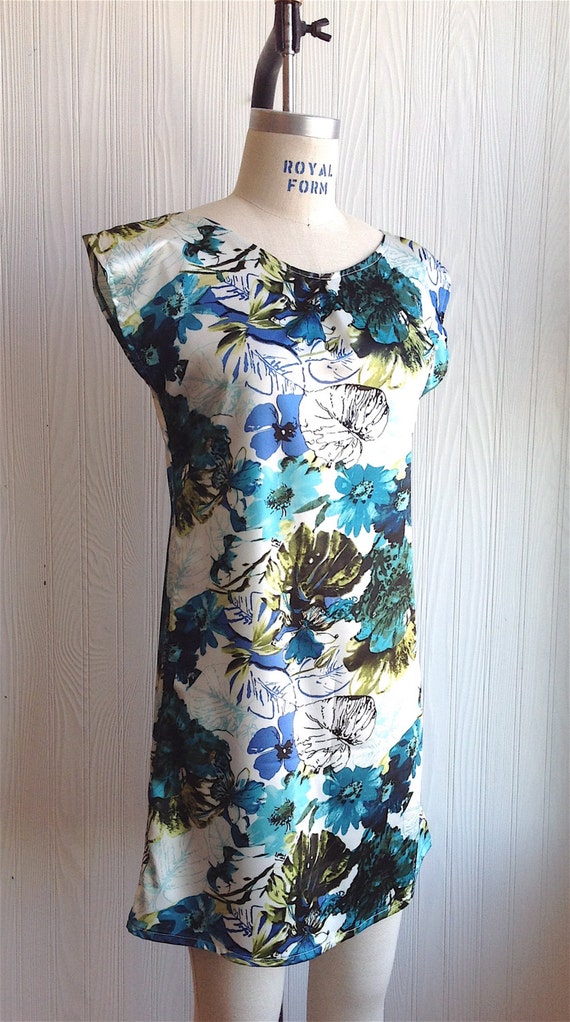 Items similar to Satin Floral Summer Day Dress on Etsy