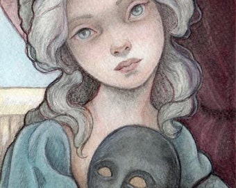 Unmasked....Original 5x7 Watercolor Illustration