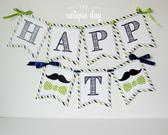 Little man banner - mustache banner - printable - personalized - birthday banner - high chair banner for photos - DIY // MUST-05 Il_570xn