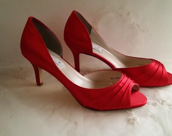 Items similar to Red Bridal Shoes with Pearls and Rhinestones on Etsy