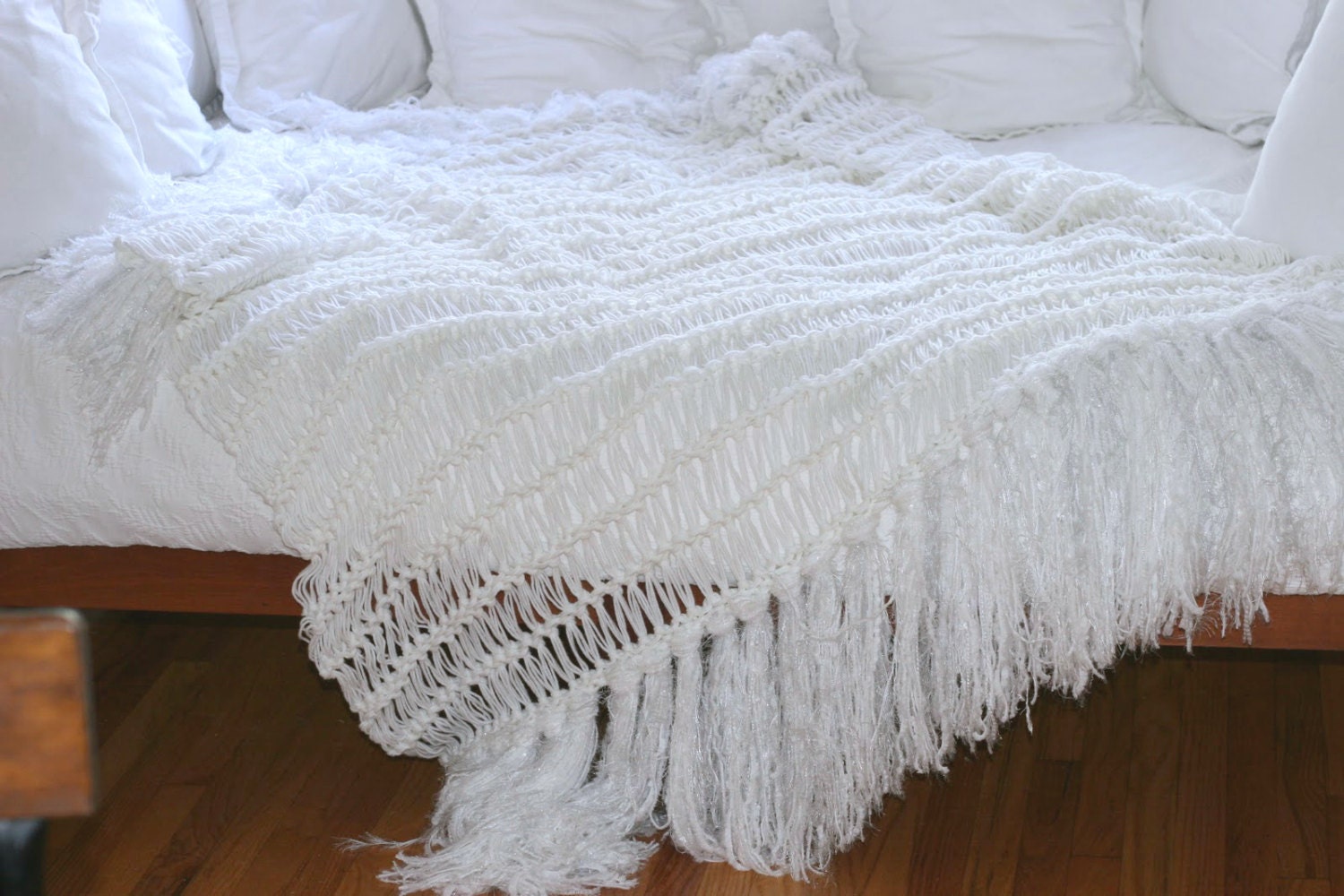 White Modern Bedding Minimalist Throw Home Decor Blanket.