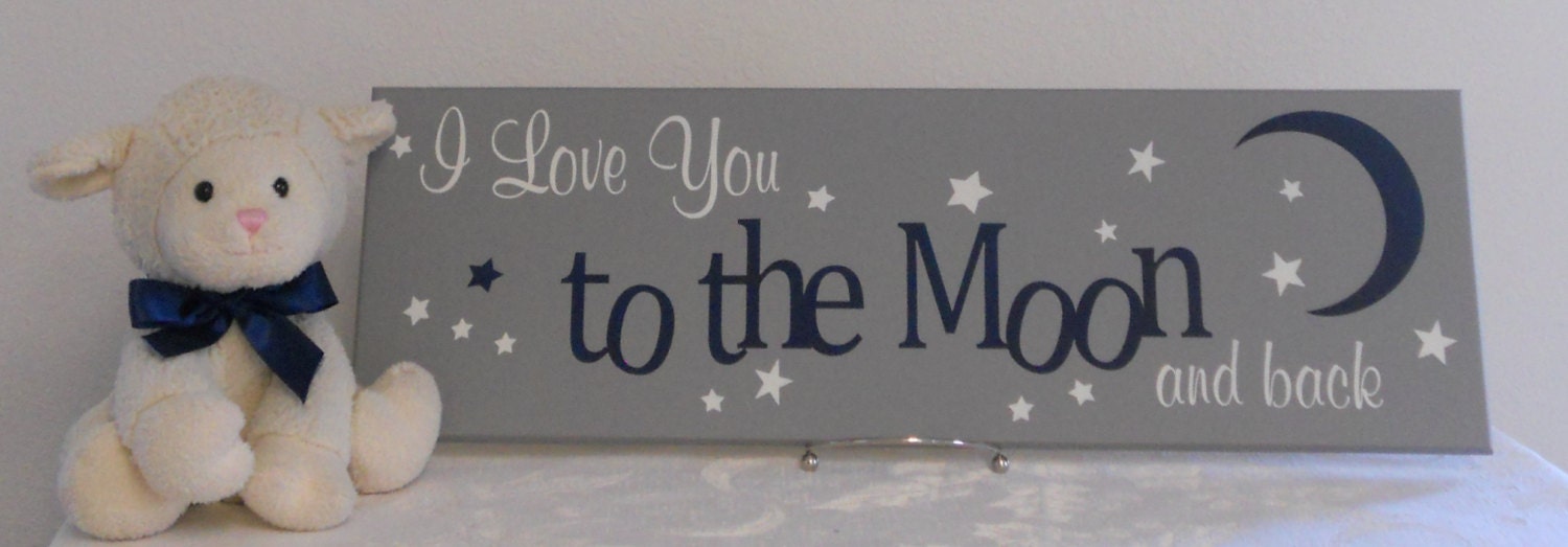 I Love You to the Moon and Back Baby Boy Nursery Decor Navy