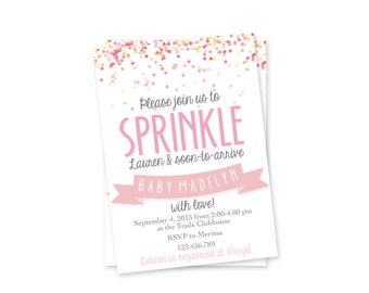 Pink Baby Sprinkle Invitation, Baby Girl Sprinkle, Printable Digital PDF