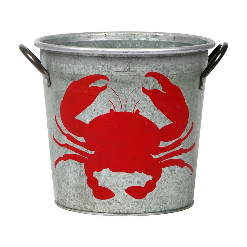 Red Crab Galvanized Bucket
