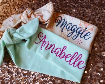 Name baby headband - Personalized baby headband - Top knot headband - Choose your fabric, build your own headband set - Baby headband set
