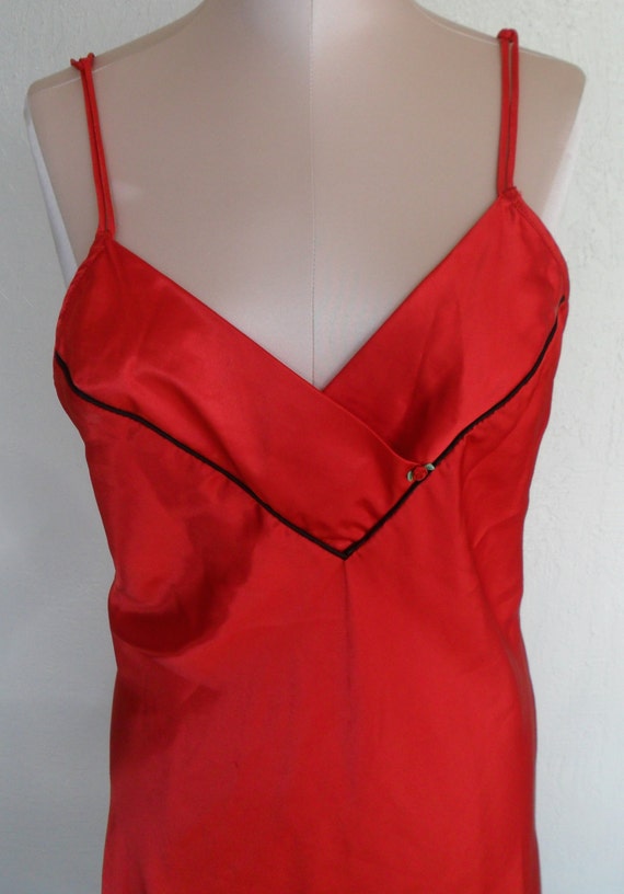 Lily Of France Satin Nightgown Chemise Red Vintage Medium 5206