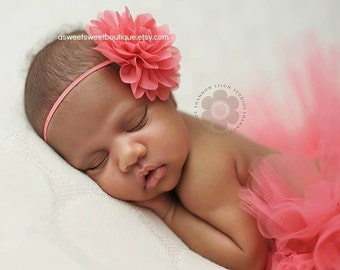 READY TO SHIP Baby Headband Chiffon Flower Headband Newborn Photo Prop Available in Tons of Colors