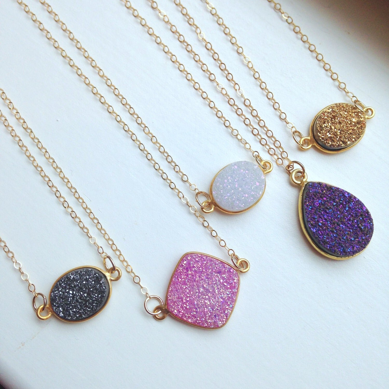 Gold Druzy Necklace Natural Druzy Jewelry Drusy Necklace