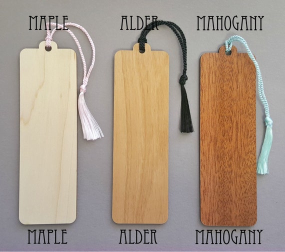 Set of 3 Wood Bookmark Laser Engraved Wood Blank by JuniperandIvy