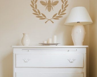 Laurel Wreath Crown Decal | French Country Decor | Napoleonic Bee Decal | French Wall Decal