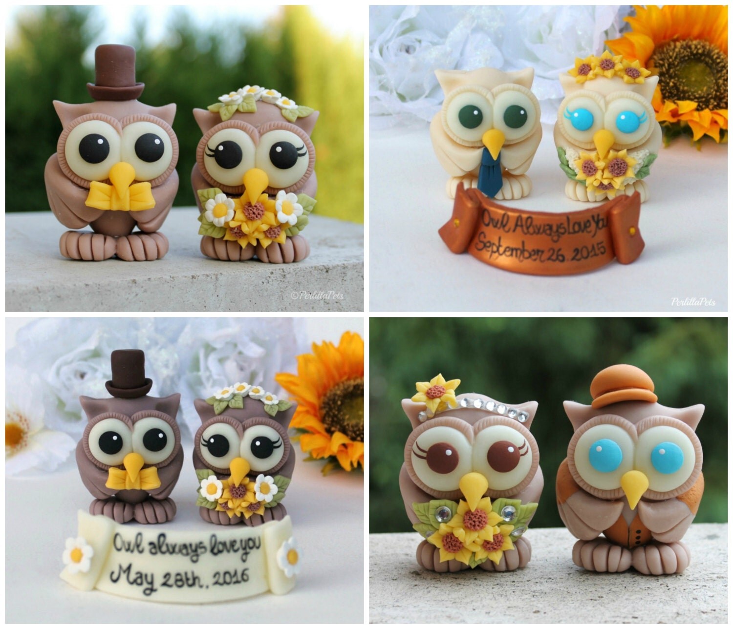 Matrimonio di gufo rustico wedding cake topper di perlillapets