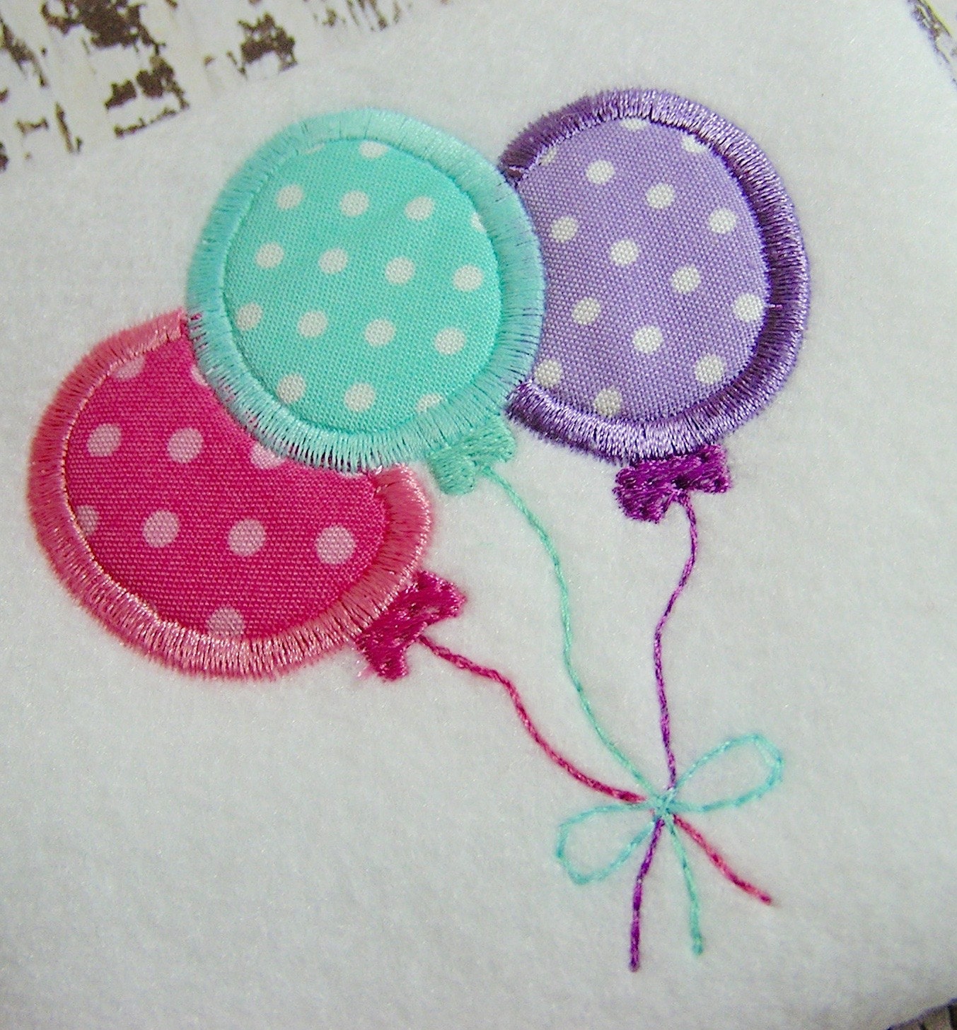 Balloon applique embroidery design Happy Birthday embroidery
