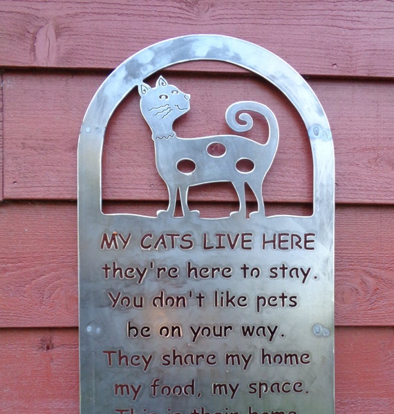 My Cats Live Here Trellis/Cat Metal Art/Cat Garden Art/Cat