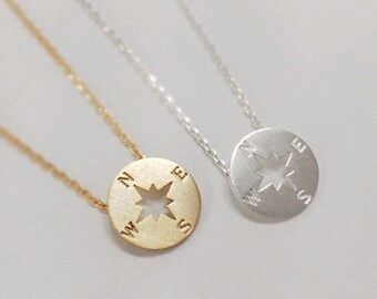 Compass necklace, christmas gift, best friend necklace, Nautical Jewelry, tiny necklace