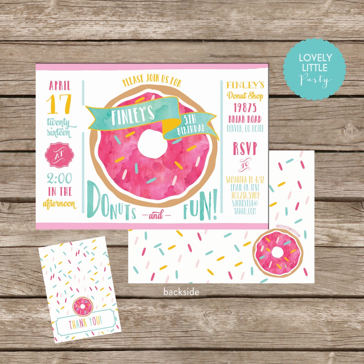 diy donut birthday invitation kit invite and thank you card