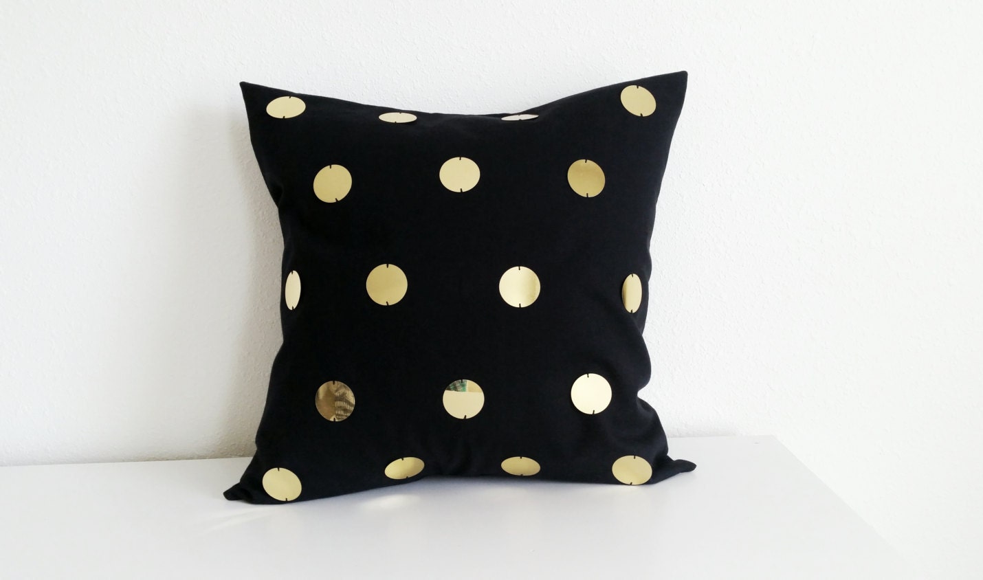 Gold Sequin Polka Dot Accent Pillow Cover 20x20 by TheDecorRoom