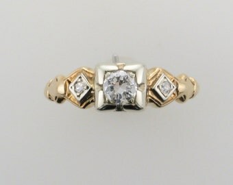 Vintage Diamond Engagement Ring; Diamond Engagement Ring; Engagement Ring; Yellow Gold Diamond Engagement Ring; Vintage Engagement Ring