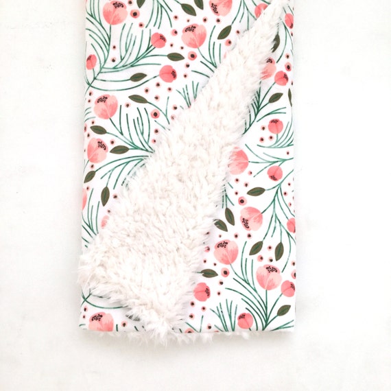 Baby Blanket Winter Floral. The Cloud Blanket. Faux Fur Baby