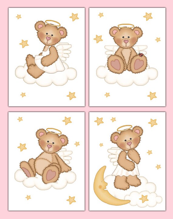 ANGEL TEDDY BEAR Prints or Decals Wall Art Girl Woodland