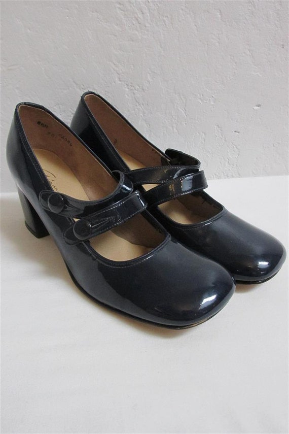 1960's Gianelli Navy Patent Leather Mary Jane